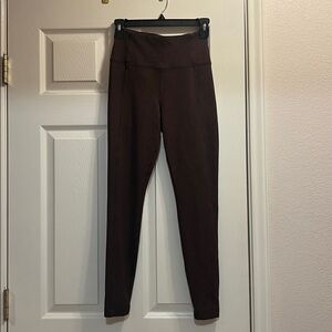 Athleta high-rise leggings in a brown herringbone